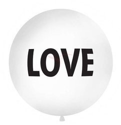 Balon lateksowy 1m - Okrągły - Biały - LOVE 
