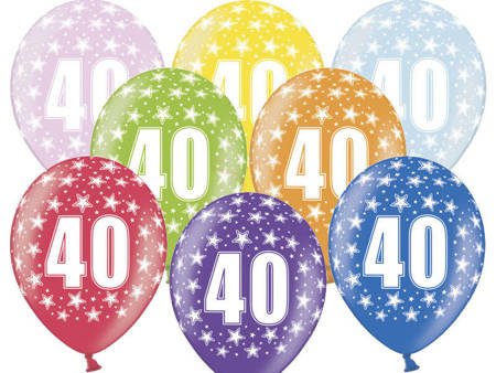 Balony Strong 30cm - 40th Birthday - Metallic Mix - 50 sztuk